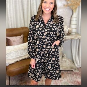 Grace + Emma | Women’s Small Floral Black Dress